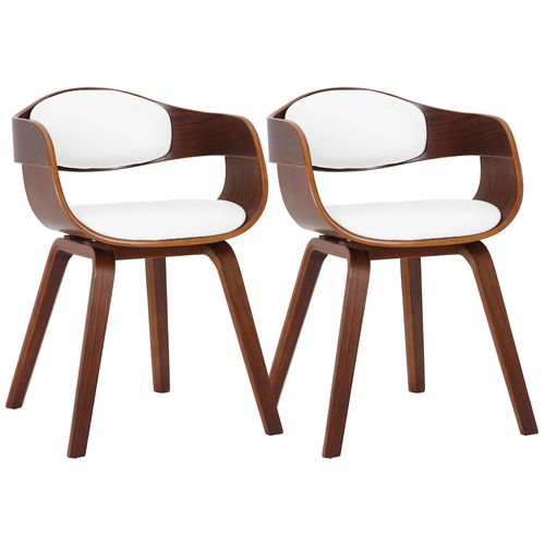 Lot 2 Chaises Avec Pieds En Bois Assise En Similicuir Noyer / Blanc