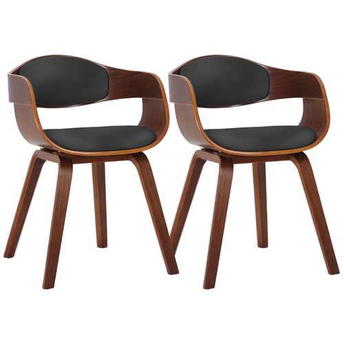 Lot 2 Chaises Avec Pieds En Bois Assise En Similicuir Noyer / Noir
