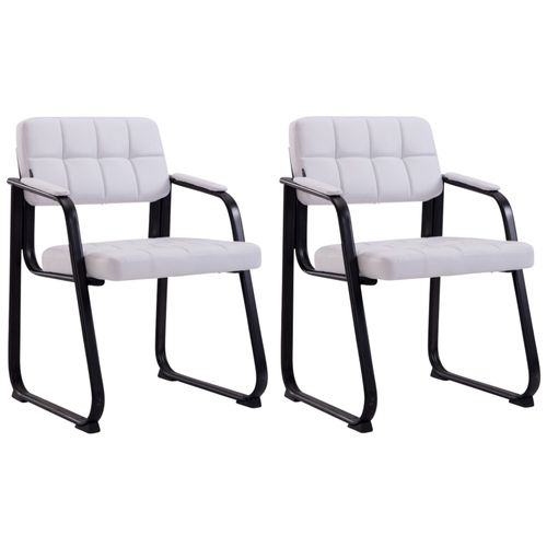 Lot 2 Chaises Avec Pieds En Métal Assise En Similicuir Blanc