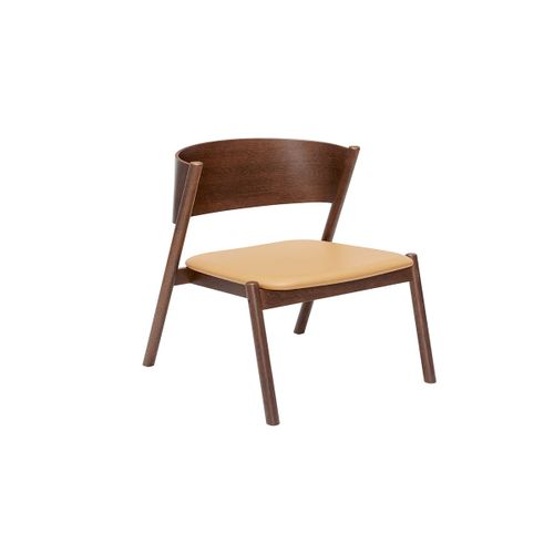 Fauteuil Lounge En Hêtre Cuir, Placage De Chêne Et Bois De Chêne Foncé