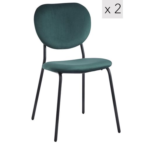 Lot De 2 Chaises Scandinaves En Métal Et Velours Vert