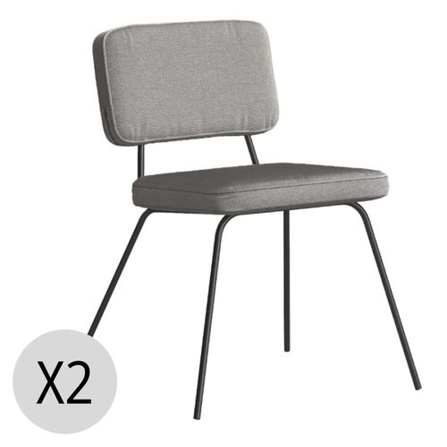 Lot De 2 Chaises Avec Tissu Et Pieds Métalliques Couleur Gris