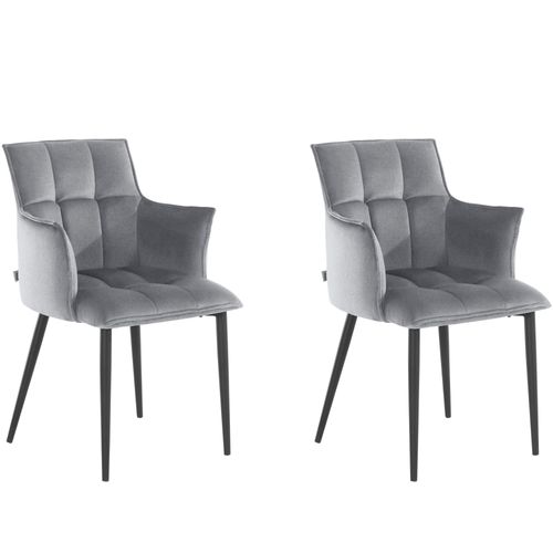 Lot De 2 Chaises De Salle À Manger Rembourrées En Tissu Gris Clair