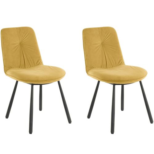 Lot De 2 Chaises De Salle À Manger Rembourrées En Velours Jaune