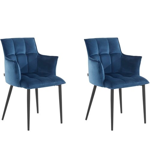 Lot De 2 Chaises De Salle À Manger Rembourrées En Velours Bleu
