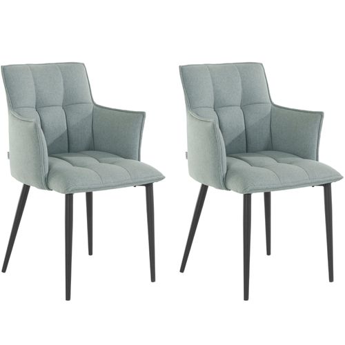 Lot De 2 Chaises De Salle À Manger Rembourrées En Tissu Vert Menthe