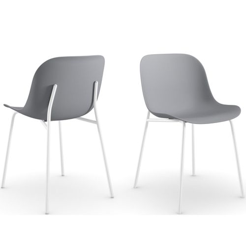 Lot De 2 Chaises De Salle À Manger En Plastique Avec Pieds En Métal