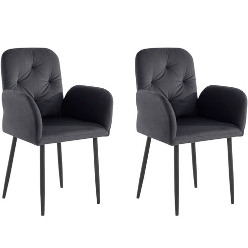 Lot De 2 Chaises De Salle À Manger Rembourrées En Velours Gris