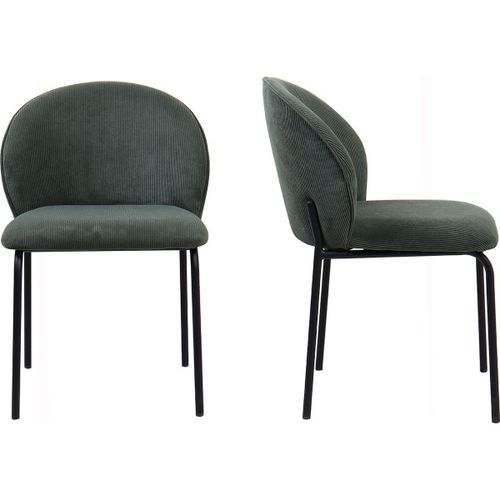 Lot De 2 Chaises De Salle À Manger En Velours Côtelé Vert Kaki