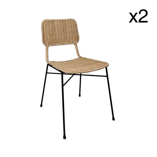 Lot De 2 Chaises En Rotin Et Pieds En Métal