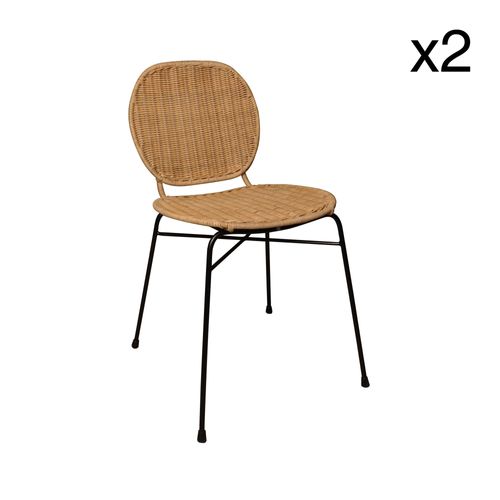 Lot De 2 Chaises En Rotin Et Pieds En Métal