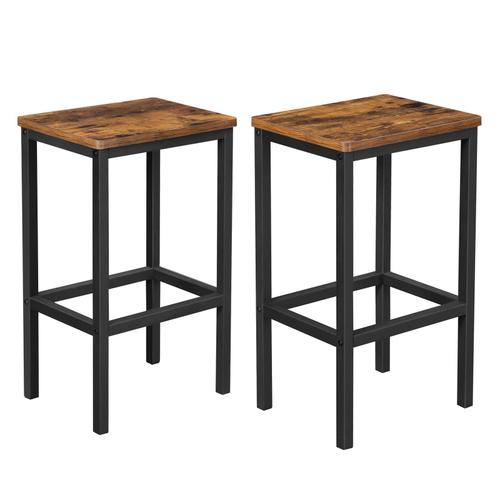 Lot De 2 Chaises De Bar Marron Rustique Et Noir