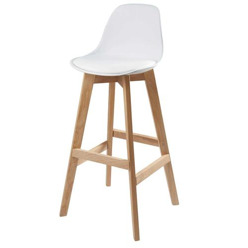 Chaise De Bar Style Scandinave Blanche Et Chêne H81