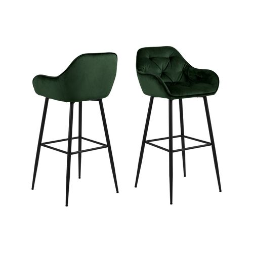 Lot De 2 Tabouret Haut Avec Accoudoirs En Velours Et Métal