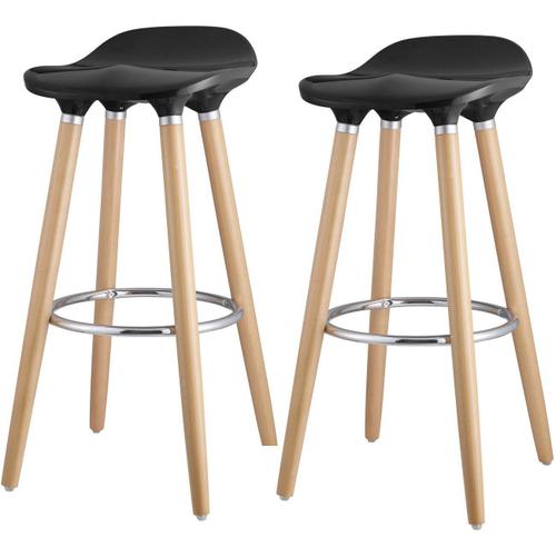 Tabouret De Bar Assise Plastique Dur Pieds Métal - Lot De 2