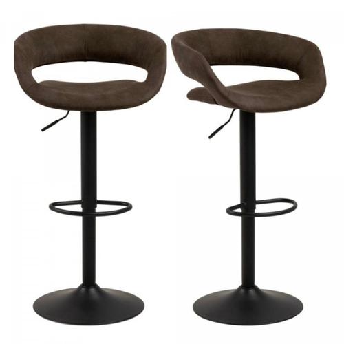 Lot De 2 Tabourets De Bar Confortables En Tissu Marron