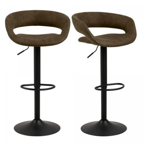 Lot De 2 Tabourets De Bar Confortables En Tissu Chocolat