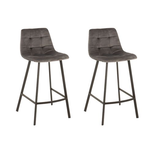 Chaise De Bar En Velours Peau De Pêche Et En Métal Noir ( Lot De 2)