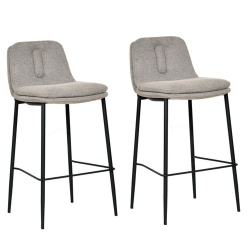2 Chaises De Bar En Tissu Gris Clair