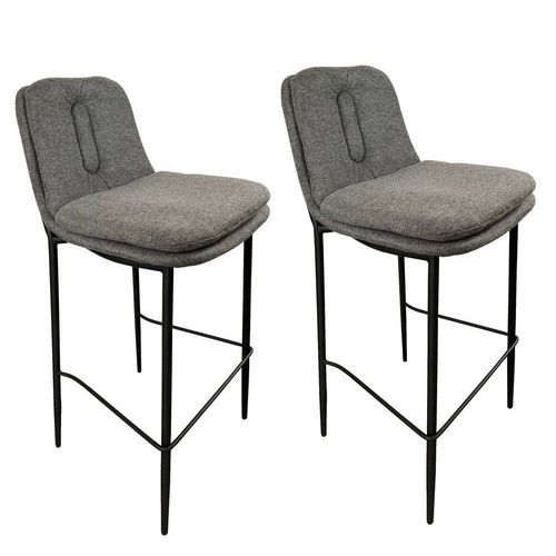 2 Chaises De Bar En Tissu Gris Anthracite