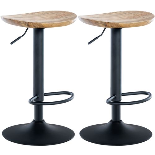 Lot De 2 Tabourets De Bar Ajustables Pivotants Bois Nature