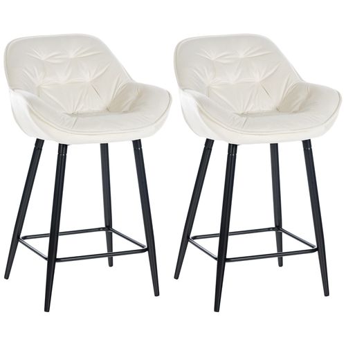 Lot De 2 Tabourets De Bar Avec Accoudoirs Velours Crème