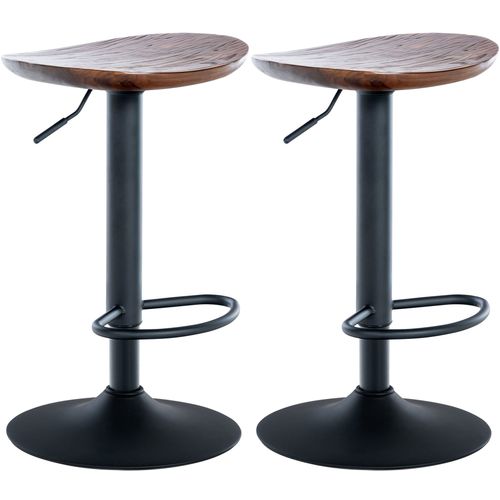 Lot De 2 Tabourets De Bar Ajustables Pivotants Bois Noyer