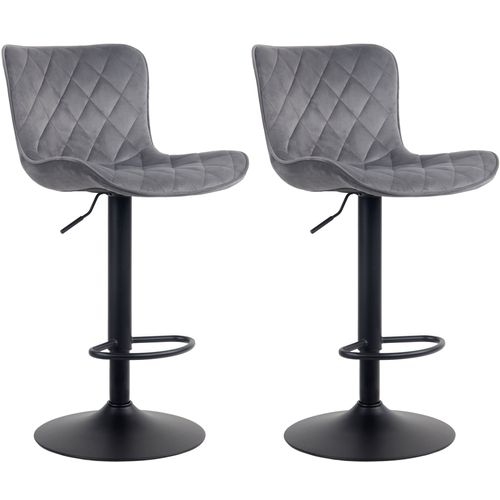 Lot De 2 Tabourets De Bar Ajustables Pivotants Velours Gris Foncé