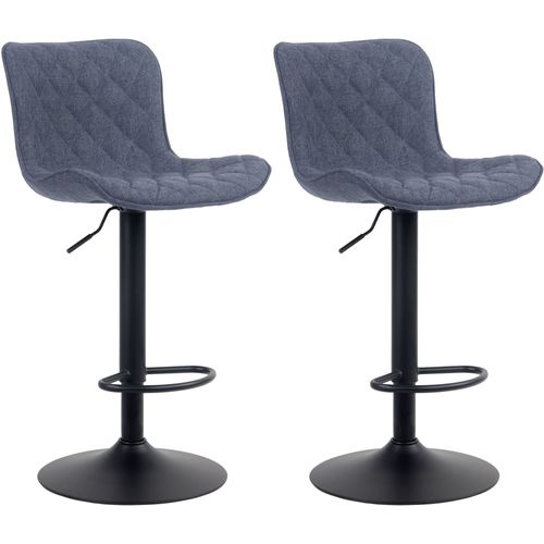 Lot De 2 Tabourets De Bar Ajustables Pivotants Tissu Bleu