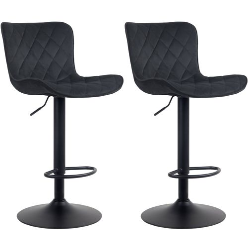 Lot De 2 Tabourets De Bar Ajustables Pivotants Velours Noir