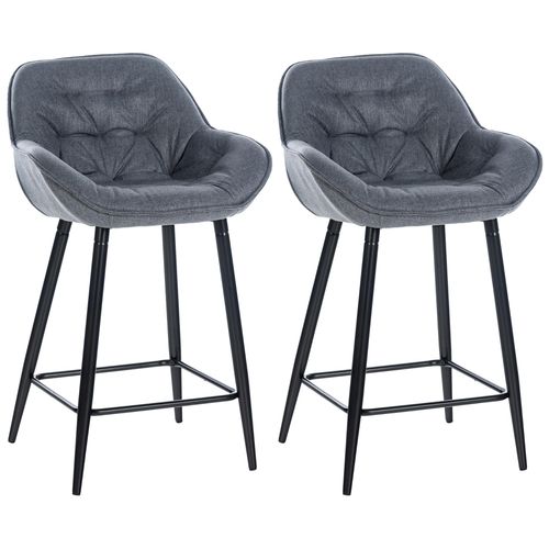 Lot De 2 Tabourets De Bar Avec Accoudoirs Tissu Gris