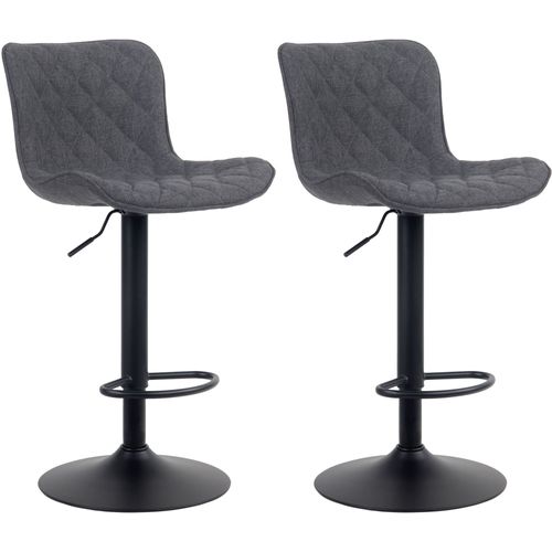 Lot De 2 Tabourets De Bar Ajustables Pivotants Tissu Noir