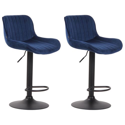 Lot De 2 Tabourets De Bar Réglables En Velours Bleu