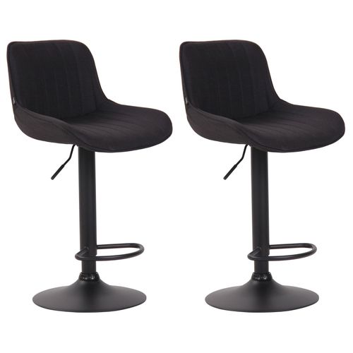 Lot De 2 Tabourets De Bar Réglable En Tissu Noir