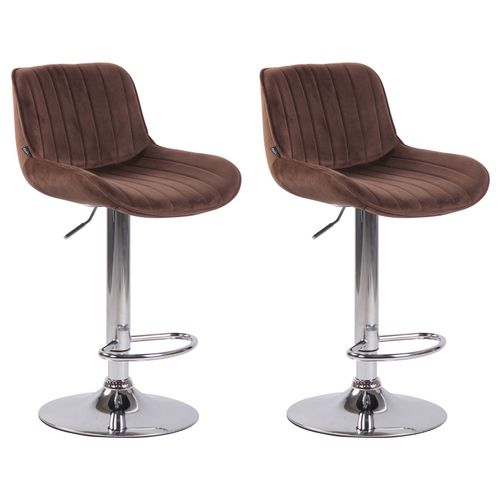 Lot De 2 Tabourets De Bar Réglables En Velours Marron