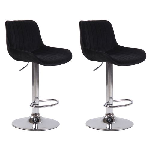 Lot De 2 Tabourets De Bar Réglables En Velours Noir