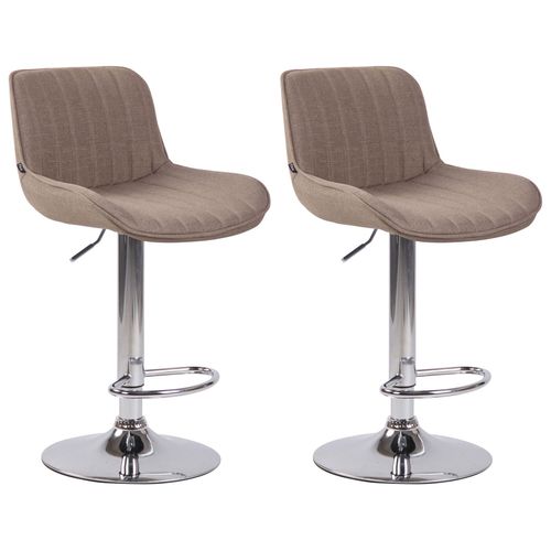 Lot De 2 Tabourets De Bar Réglable En Tissu Taupe