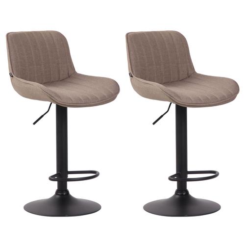 Lot De 2 Tabourets De Bar Réglable En Tissu Taupe