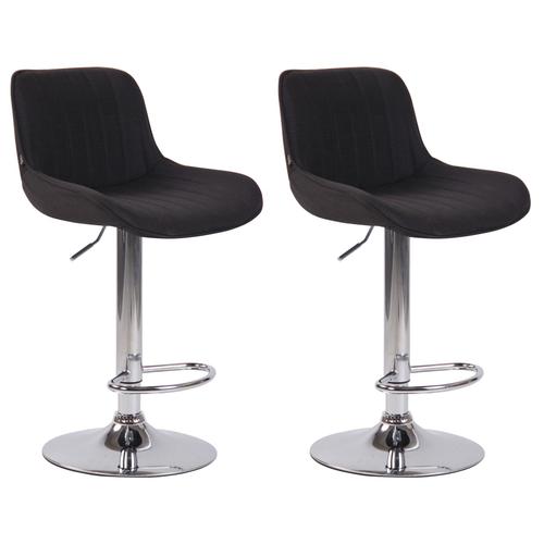 Lot De 2 Tabourets De Bar Réglable En Tissu Noir