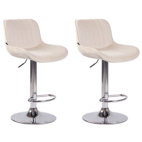 Lot De 2 Tabourets De Bar Réglables En Velours Crème