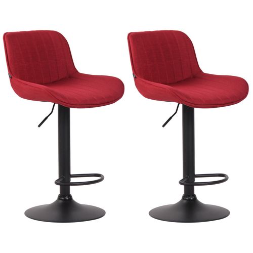 Lot De 2 Tabourets De Bar Réglable En Tissu Rouge