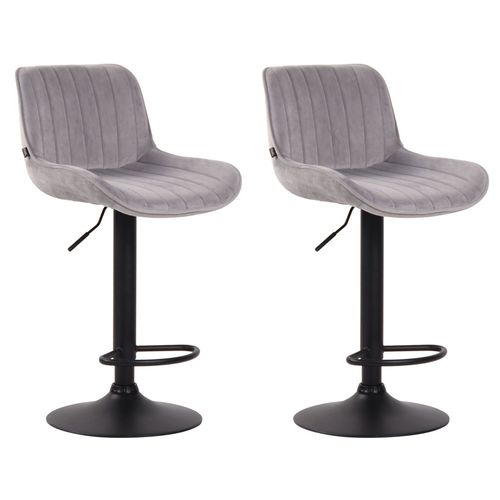 Lot De 2 Tabourets De Bar Réglables En Velours Gris