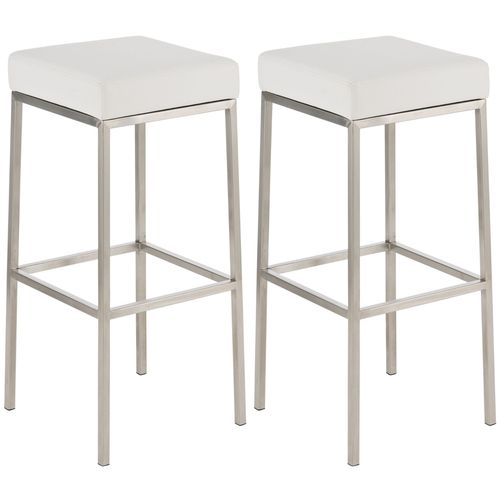 Lot 2 Tabourets De Bar Avec Pieds En Métal En Similicuir Blanc