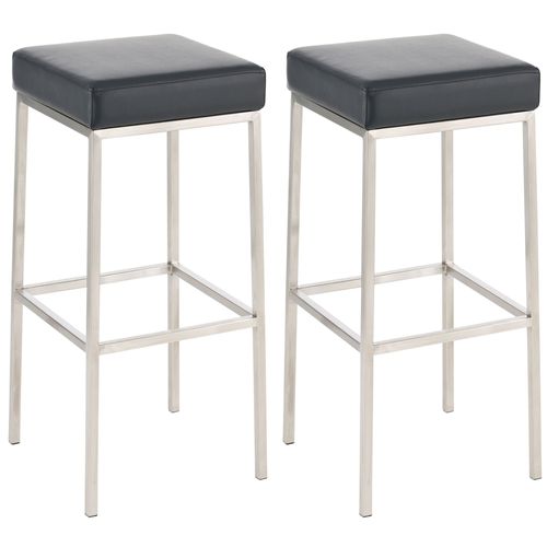 Lot 2 Tabourets De Bar Avec Pieds En Métal En Similicuir Noir