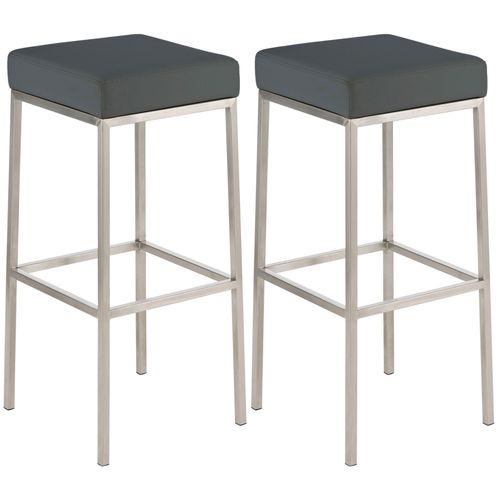 Lot 2 Tabourets De Bar Avec Pieds En Métal En Similicuir Gris