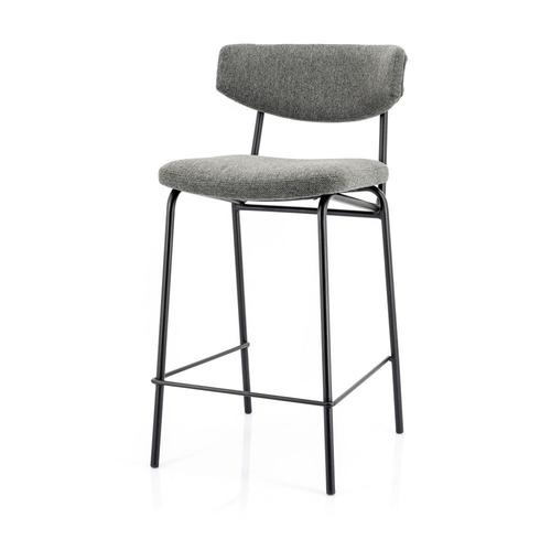 Lot De 2 Chaises De Bar En Tissu Et Métal H66cm Gris Foncé