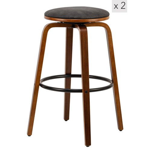 Lot De 2 Tabourets De Bar En Frêne Et Simili Cuir