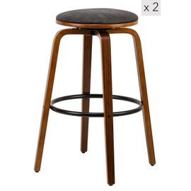 Lot De 2 Tabourets De Bar En Frêne Et Simili Cuir