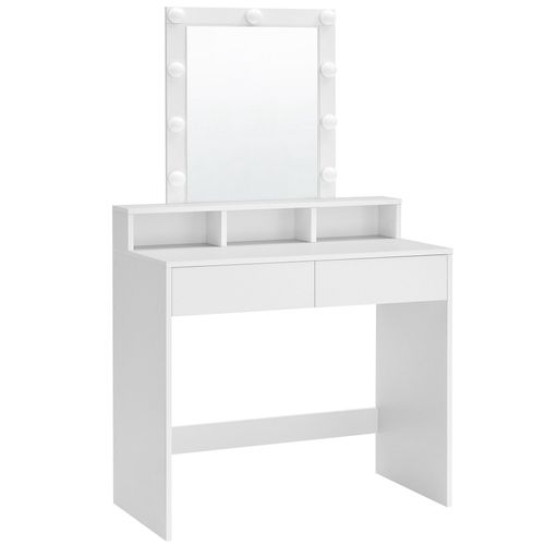 Coiffeuse 2 Tiroirs 40 X 80 X 145 Cm Effet Bois Blanc