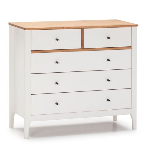Commode 5 Tiroirs Dans Les Tiroirs Blanc/Chêne, 79 Cm Longueur